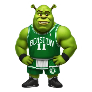 shrek with green boston celtics jerssey sticker