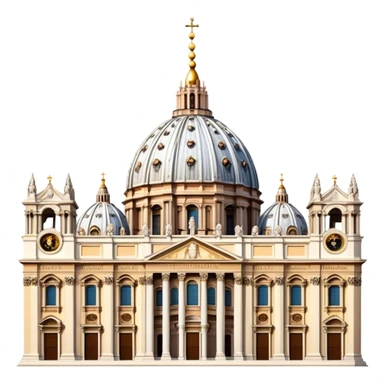 Cinematic Realistic St. Peter's Basilica Landmark Emoji, depicted with majestic, ornate architecture rendered with lifelike detail and regal lighting. sticker