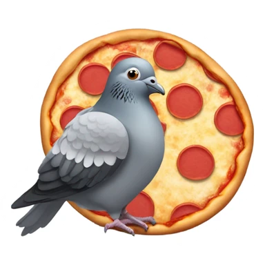 Pigeon holding a pizza sticker