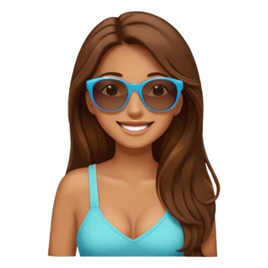 woman with long brown hair happy on vacation sticker