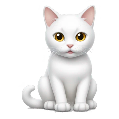 A white cat sitting down sticker