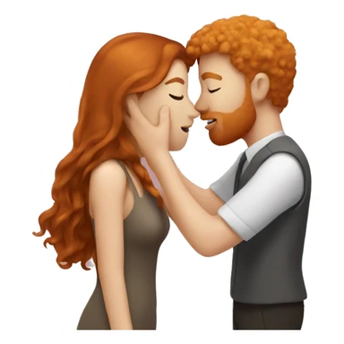 Ginger man kissing brown hair woman sticker