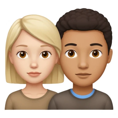 person 1 body with 2 heads  different races sticker