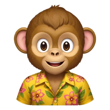 Monkey – cheeky grin, wearing yellow floral aloha shirt. sticker