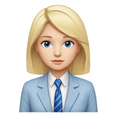 une femme blonde jolie avec des jolies traits avec une chemise blanche et une veste a manche longues et cravate bleu sticker