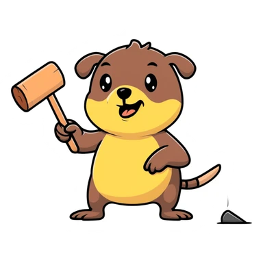 person whacking a mole with a mallet, both with funny expressions sticker