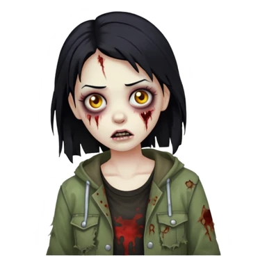 girl zombie with black hair emoji sticker