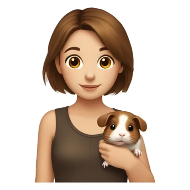 Girl with short Brown Hair holds a Brown Guinea Pig sticker