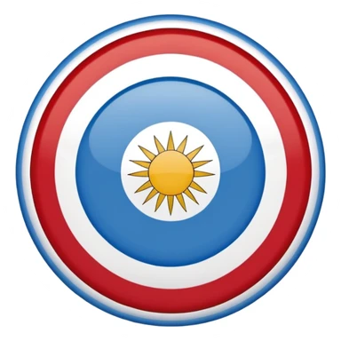 Bandera de Paysandú Uruguay.  La bandera de Paysandú es dos franjas horizontales a los bordes, azul con rojo en el medio, en el centro es blanca con un círculo azul y rojo sticker