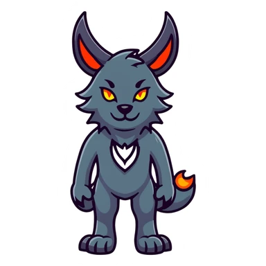 Dark demonic wolf with horns and glowing symbols sticker