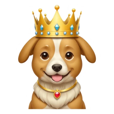 Dog wearing a crown sticker