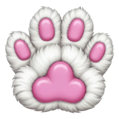 white fluffy paw, view from the top, cute, paw only, cat sticker