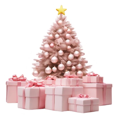 Light pink Christmas gifts under a white Christmas tree  sticker