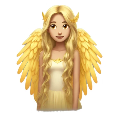 big wings, sun, gold, Beautiful, fairy, long hair sticker