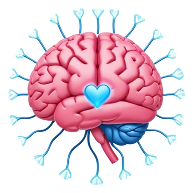 A ** pink human brain** with a energy net energy beam of thoughts... radiating loving thoughts while it rewires itself hearts  sticker