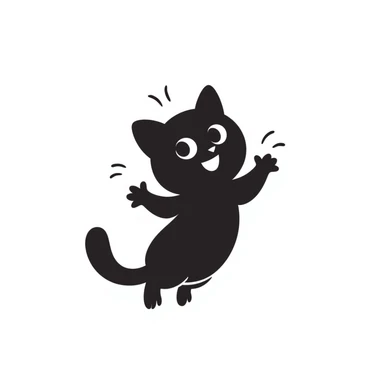 black cat without tail, hand drawn doodle style sticker