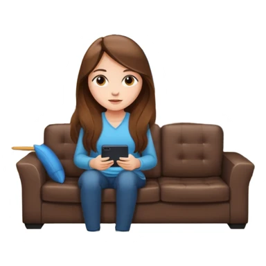 beautiful girl with long brown hair constructing new lounge room area with flat screen tv and couch sticker