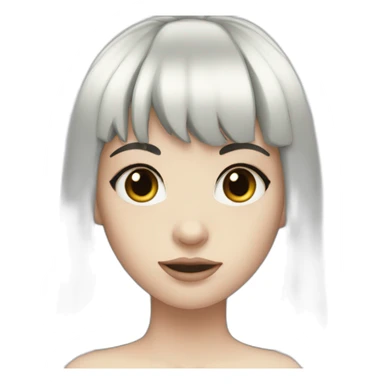 pale skinned girl with black hair bangs sticker