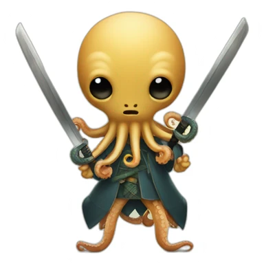 octopus holding a katana sticker