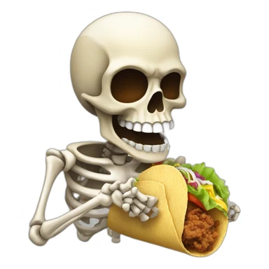 A skeleton eating a taco  sticker