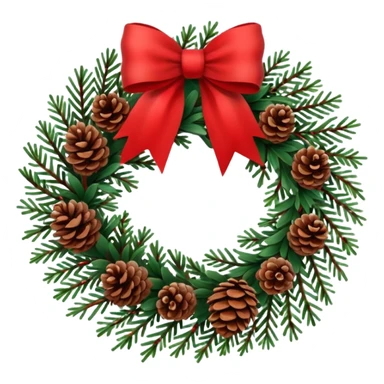 Christmas wreath with long bow and pinecones sticker