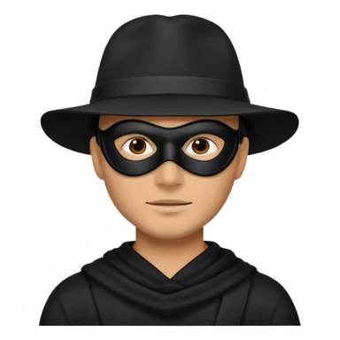 man with black hat and black mask sticker