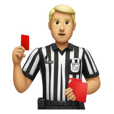 Referee drawing a red card sticker