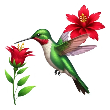 hummingbird drinking nectar from flower sticker