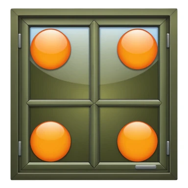 Dark olive orange open upfront look of a window. sticker