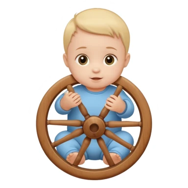 baby playing with wheel sticker
