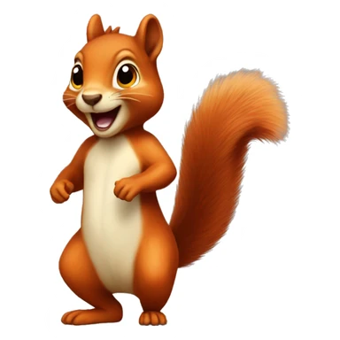 facing, jumping female squirrel, orange burnt with big tail
 sticker