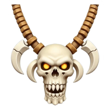 barbarian necklace object icon, necklace made of bones and fangs, rugged tribal jewelry, 3D cartoon, mobile game icon style, centered, clean background, no text, no watermark sticker