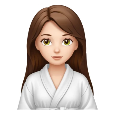 white long brunette hair girl with hazel eyes in a bathrobe  at the spa sticker