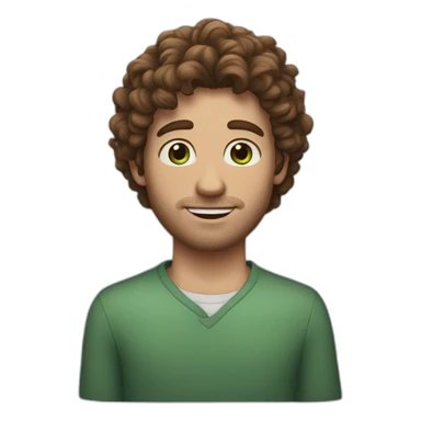 Man with curly brown hair and freckles and green eyes sticker