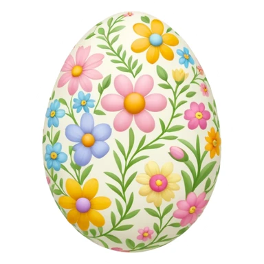 Easter egg decorated with spring flowers and symbols sticker
