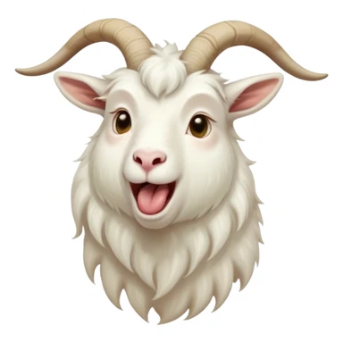 Cinematic Cute Yawning White Goat Portrait Emoji, Head tilted slightly with a dramatic, wide-open yawn, showcasing a soft, downy white fur with delicate horns and gently drooping ears, round eyes barely open in drowsy contentment, Simplified yet irresistibly adorable features, highly detailed, glowing with a soft, cozy glow, high shine, relaxed yet expressive, stylized with a touch of whimsy, bright and endearing, soft glowing outline, capturing the essence of a sleepy yet affectionate goat, so drowsy it feels like it could stretch out of the screen and curl up for a nap! sticker