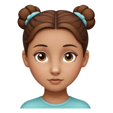 Normal skinned, tiny nosed, brown haired girl with sleek buns sticker