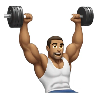 A jacked man bench pressing sticker