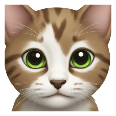 Brown white and black kitten with green eyes sticker