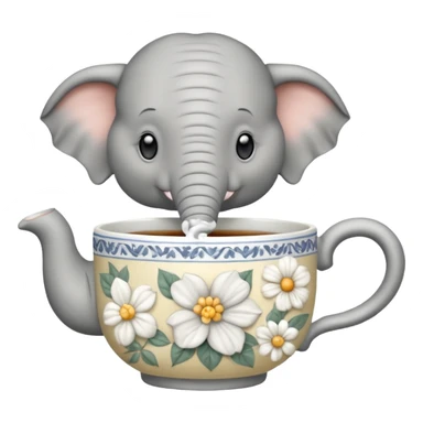 elephant with tea cup sticker