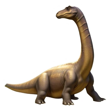 Beautiful and Majestic Brachiosaurus Portrait Emoji, Head and body resting in serene repose with a gentle, confident expression, showcasing its monumental, elongated neck and a small, refined head with tranquil eyes, Simplified yet exquisitely endearing features, highly detailed, glowing with a soft, drowsy golden light, high shine, relaxed and utterly majestic, stylized with an air of timeless prehistoric splendor, soft glowing outline, capturing the essence of a beautiful and majestic Brachiosaurus that feels destined to become the next viral icon of awe-inspiring ancient beauty! sticker