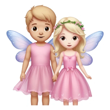 Teddy and fairy as a couple fairy in pink dress sticker
