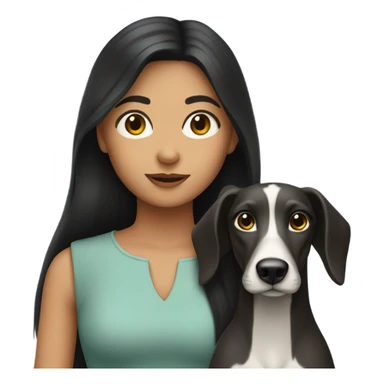 Long dark hair girl with greyhound  sticker