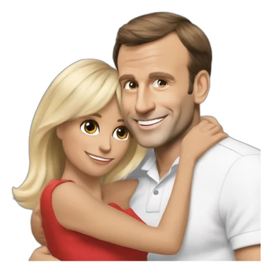 Emmanuel Macron and Brigitte Macron cuddling sticker