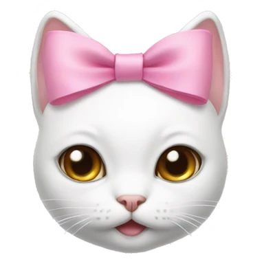 white cat with a cute pink bow on its ears  sticker