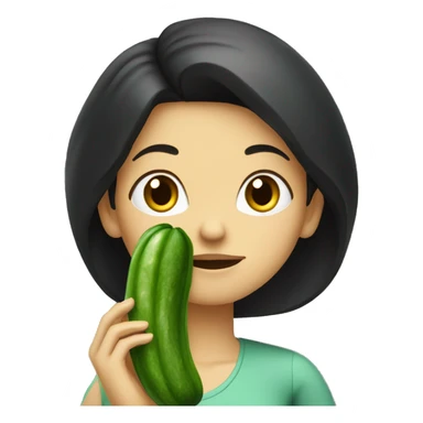 dark haired lady eating a dill pickle  sticker