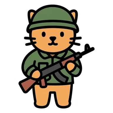 A cat with a gun serving in the ZSU sticker