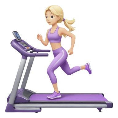 girl with long blonde hair on treadmill wearing light purple yoga set sticker