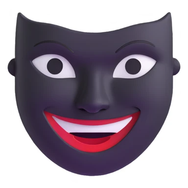 two masks side by side - comedy mask with wide happy smile, tragedy mask with deep sad frown sticker