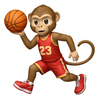 Monkey playing basketball wearing number 23 sticker